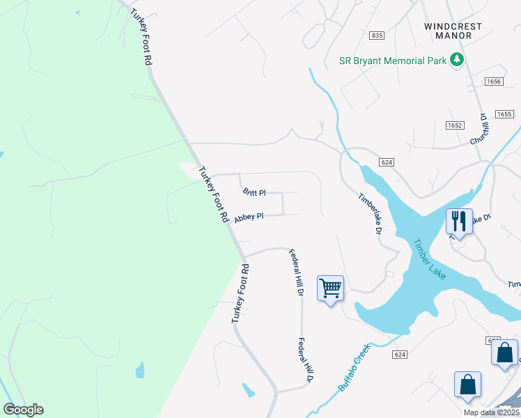 map of restaurants, bars, coffee shops, grocery stores, and more near 1120 Abbey Place in Forest