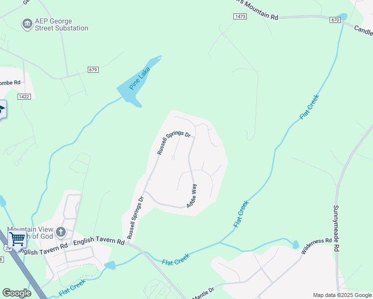 map of restaurants, bars, coffee shops, grocery stores, and more near 450 Addie Way in Lynchburg