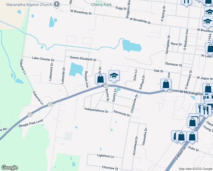 map of restaurants, bars, coffee shops, grocery stores, and more near Princeton Road in Madisonville
