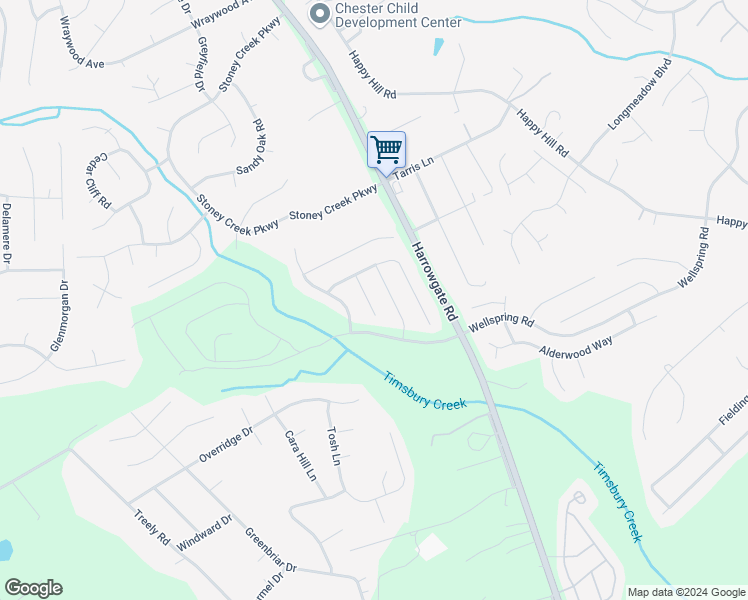 map of restaurants, bars, coffee shops, grocery stores, and more near 14319 Hiddenwell Court in Chester