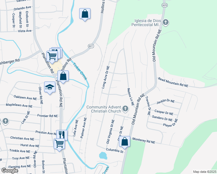 map of restaurants, bars, coffee shops, grocery stores, and more near 4626 Pennsylvania Avenue Northeast in Roanoke