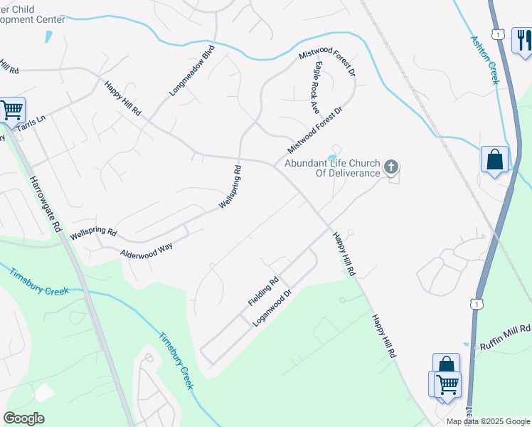 map of restaurants, bars, coffee shops, grocery stores, and more near 2918 Talleywood Lane in Chester