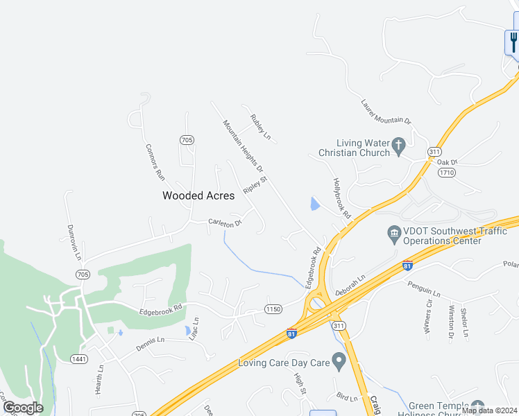 map of restaurants, bars, coffee shops, grocery stores, and more near 1702 Innsbrooke Drive in Salem