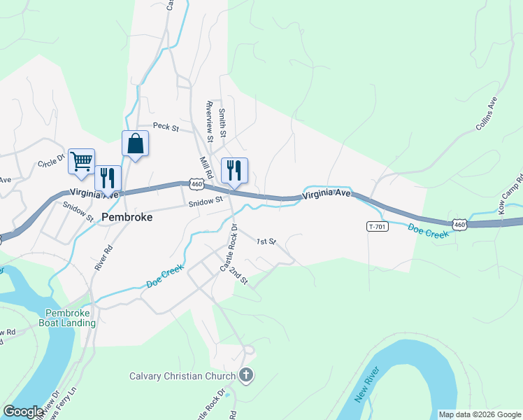 map of restaurants, bars, coffee shops, grocery stores, and more near 5996-6002 Virginia Avenue in Pembroke