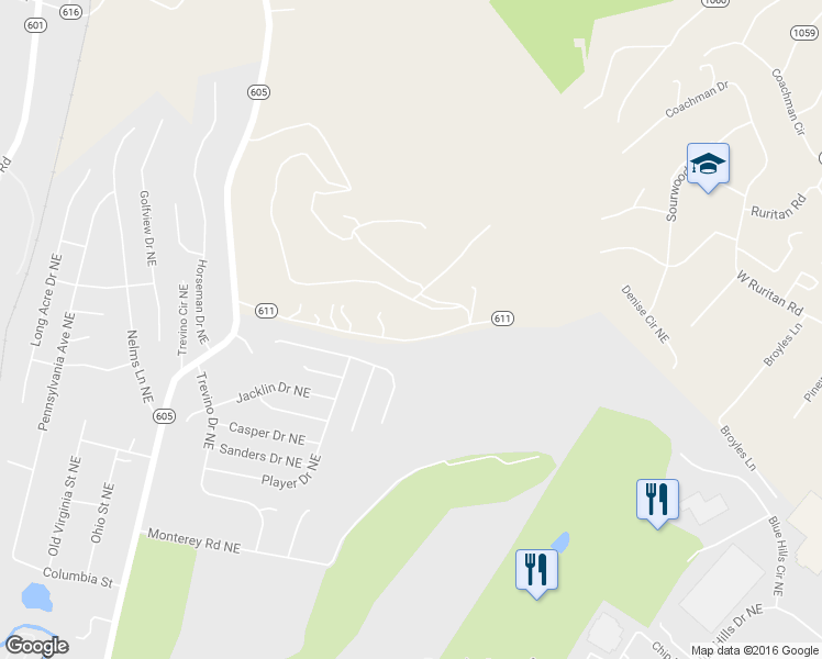 map of restaurants, bars, coffee shops, grocery stores, and more near 1702 Read Mountain Rd in Roanoke