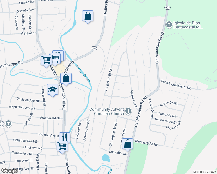 map of restaurants, bars, coffee shops, grocery stores, and more near 4670-4736 Pennsylvania Avenue Northeast in Roanoke