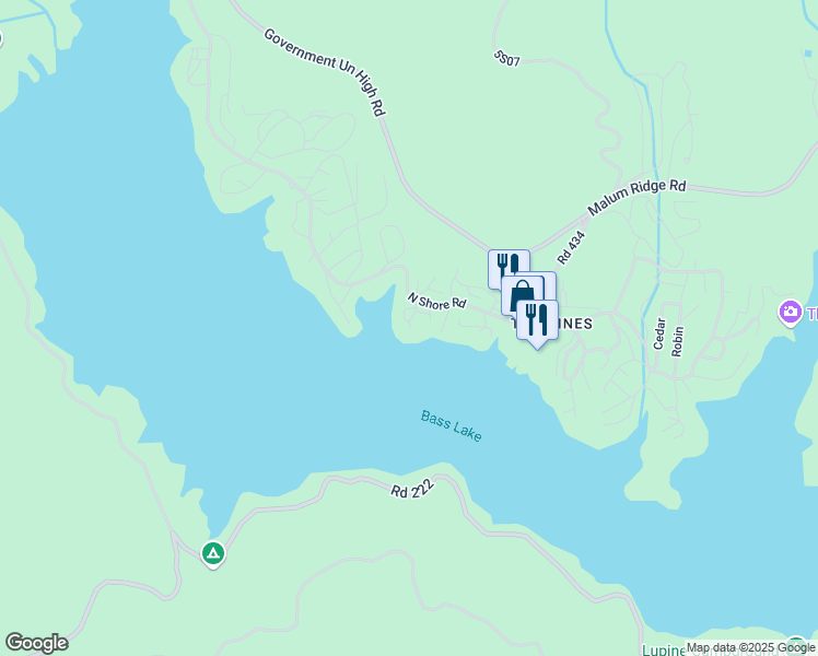 map of restaurants, bars, coffee shops, grocery stores, and more near 39269 Paha in Bass Lake