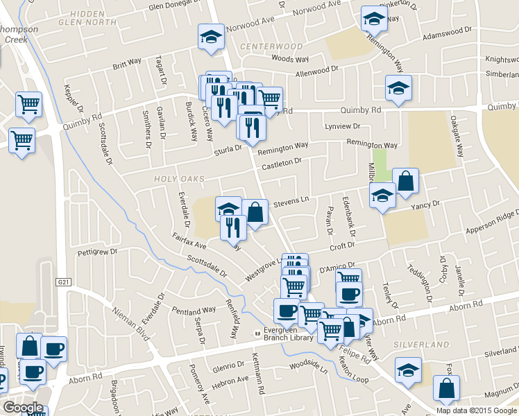 map of restaurants, bars, coffee shops, grocery stores, and more near 2949 South White Road in San Jose