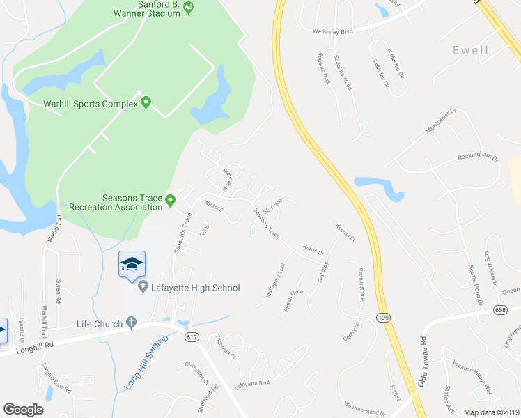 map of restaurants, bars, coffee shops, grocery stores, and more near 100 Southeast Trce in Williamsburg