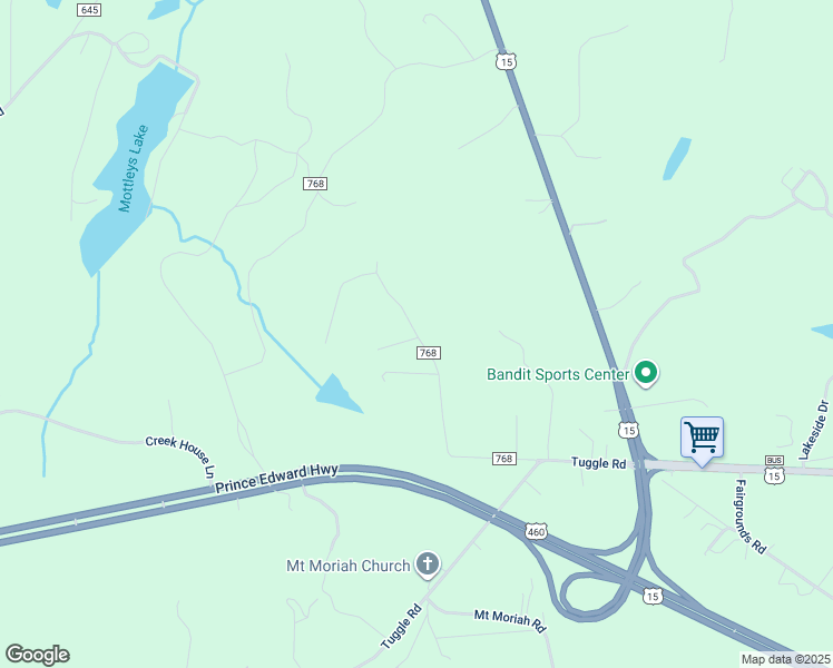 map of restaurants, bars, coffee shops, grocery stores, and more near Co Road 768 in Farmville