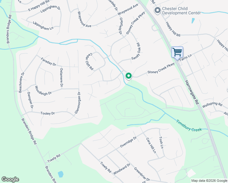 map of restaurants, bars, coffee shops, grocery stores, and more near 4601 Foxwood Road in Chester