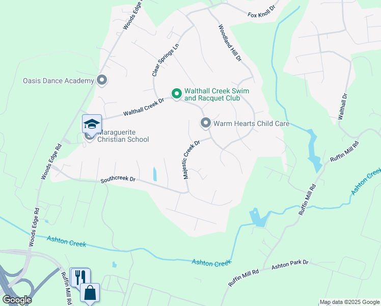 map of restaurants, bars, coffee shops, grocery stores, and more near 14907 Majestic Creek Drive in Chesterfield County