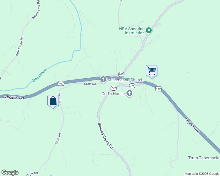 map of restaurants, bars, coffee shops, grocery stores, and more near 101-123 Sinking Creek Road in Pembroke