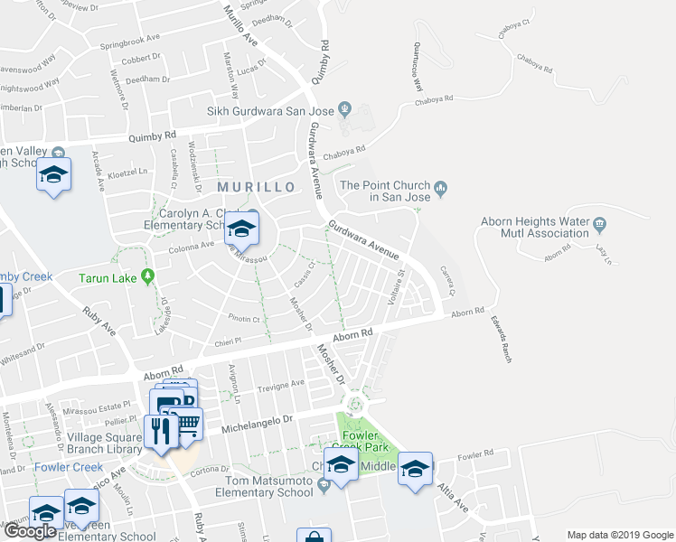 map of restaurants, bars, coffee shops, grocery stores, and more near 4147 Lago De Bracciano Place in San Jose