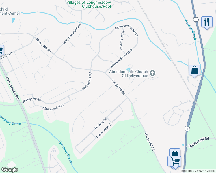 map of restaurants, bars, coffee shops, grocery stores, and more near 2906 Talleywood Lane in Chester