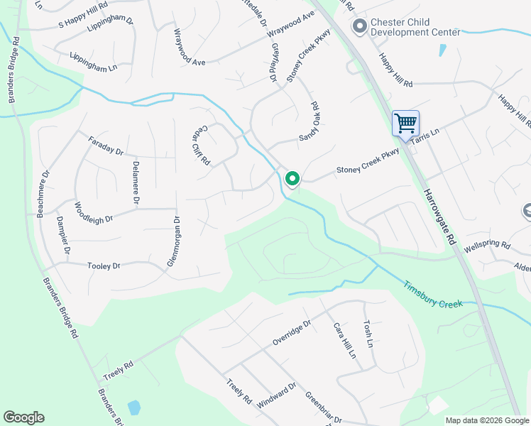 map of restaurants, bars, coffee shops, grocery stores, and more near 4601 Foxwood Road in Chester