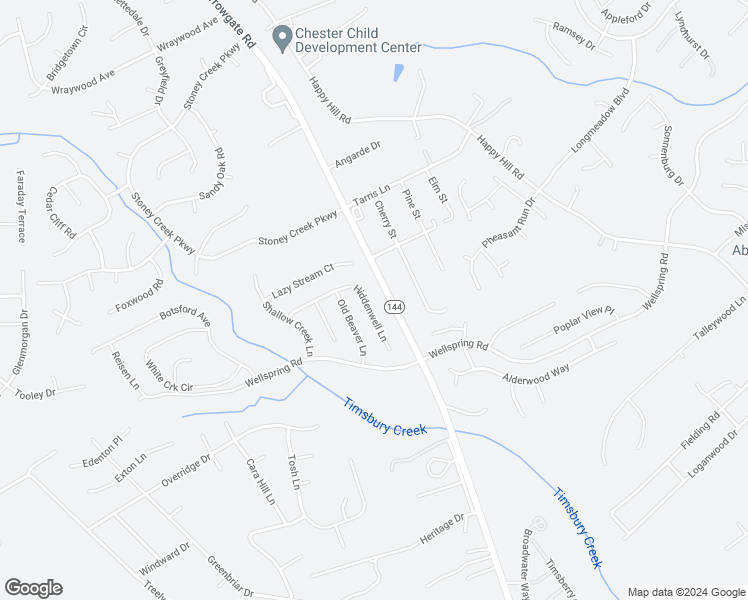 map of restaurants, bars, coffee shops, grocery stores, and more near 4030 Hiddenwell Lane in Chester
