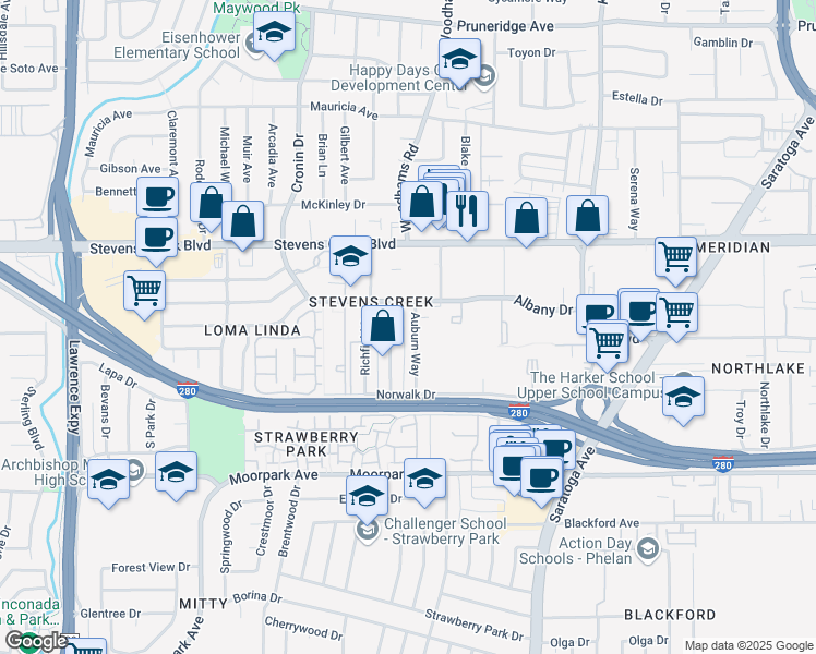 map of restaurants, bars, coffee shops, grocery stores, and more near 328 Greendale Way in San Jose