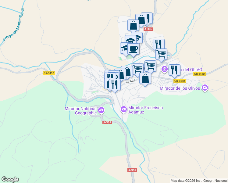 map of restaurants, bars, coffee shops, grocery stores, and more near 9 Plaza Virgen de los Remedios in Montefrío
