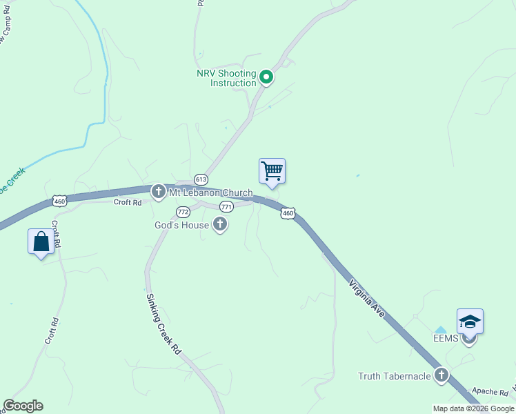 map of restaurants, bars, coffee shops, grocery stores, and more near 6634 Virginia Avenue in Pembroke