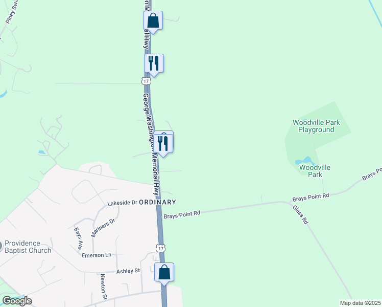 map of restaurants, bars, coffee shops, grocery stores, and more near 4137 George Washington Memorial Highway in Gloucester County