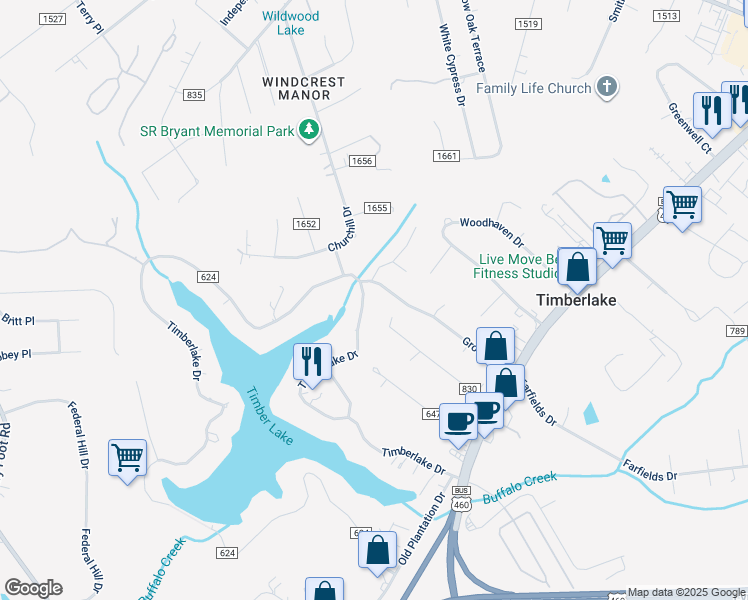 map of restaurants, bars, coffee shops, grocery stores, and more near 323 Forest Avenue in Lynchburg