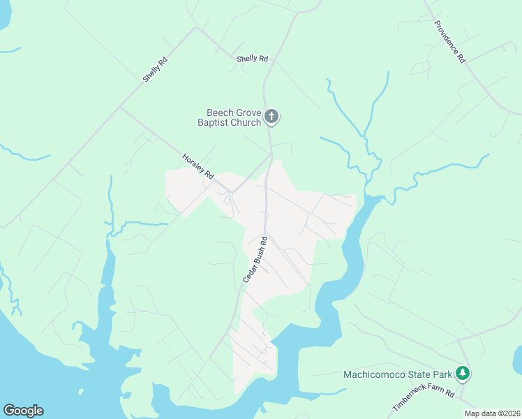 map of restaurants, bars, coffee shops, grocery stores, and more near 3895 Cedar Bush Road in Gloucester County
