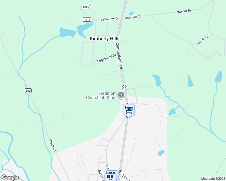 map of restaurants, bars, coffee shops, grocery stores, and more near 1523 Cumberland Road in Farmville