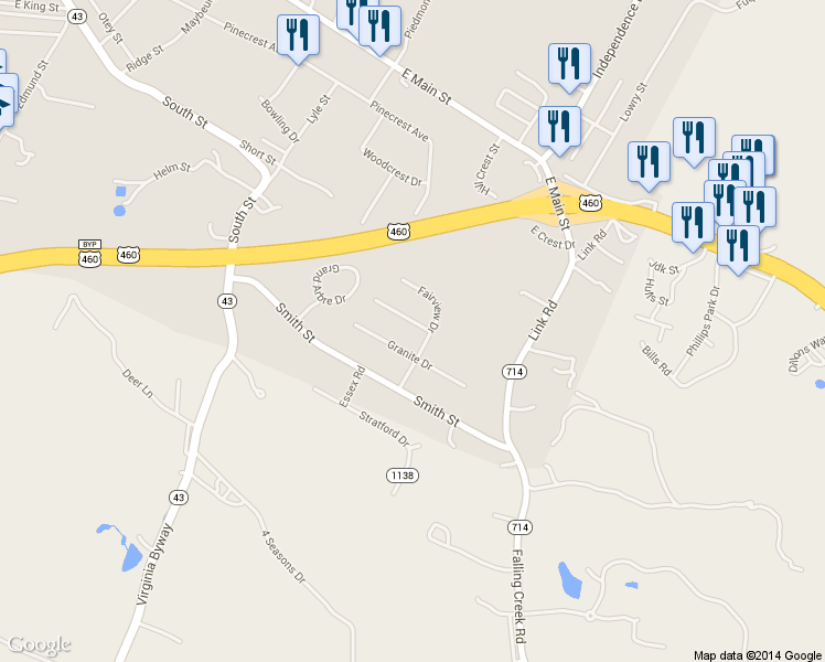 map of restaurants, bars, coffee shops, grocery stores, and more near 1096 Meadowbrook Drive in Bedford