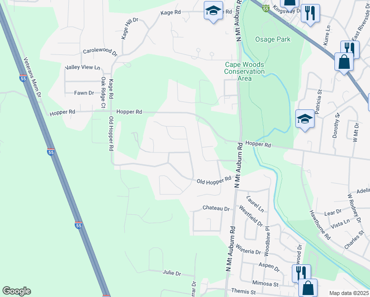 map of restaurants, bars, coffee shops, grocery stores, and more near 901 Pheasant Cove Drive in Cape Girardeau