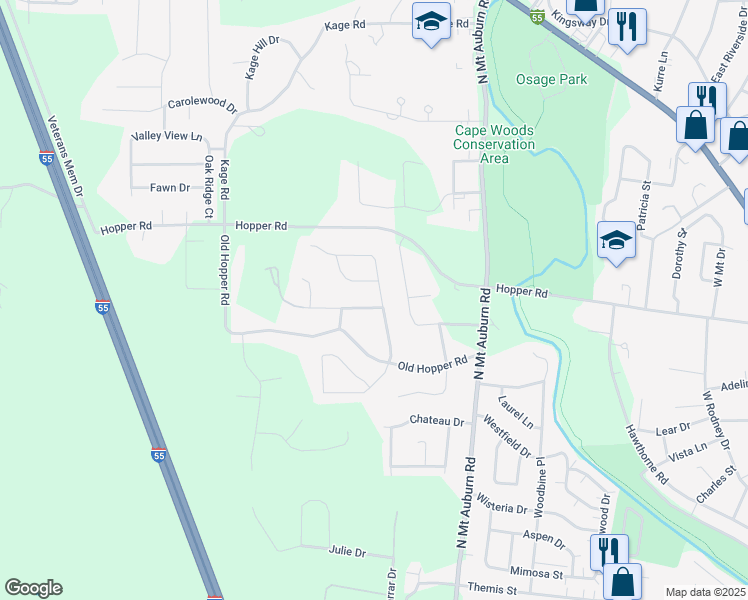 map of restaurants, bars, coffee shops, grocery stores, and more near 901 Pheasant Cove Drive in Cape Girardeau