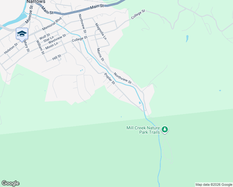 map of restaurants, bars, coffee shops, grocery stores, and more near 119 Payne Drive in Narrows