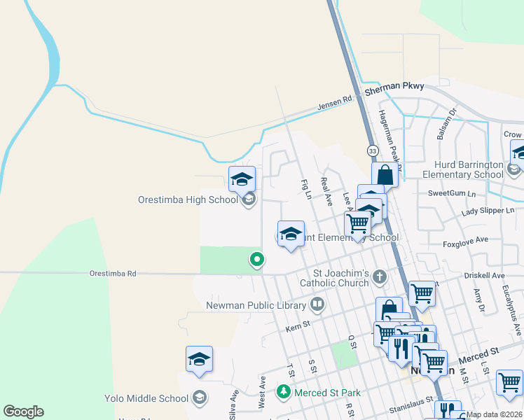 map of restaurants, bars, coffee shops, grocery stores, and more near 708 Hardin Road in Newman