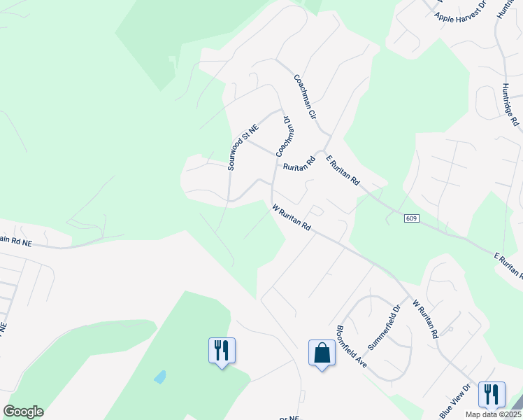 map of restaurants, bars, coffee shops, grocery stores, and more near 2018 Springfield Drive in Roanoke