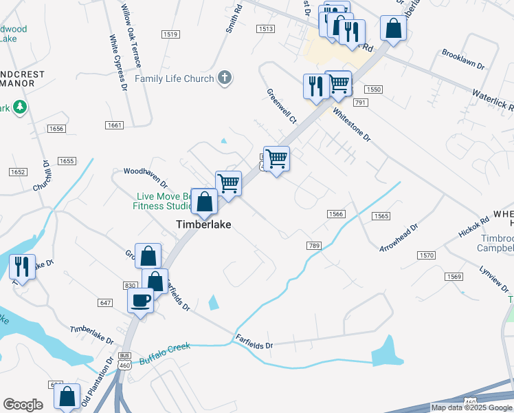 map of restaurants, bars, coffee shops, grocery stores, and more near 100 Lake Court Avenue in Lynchburg