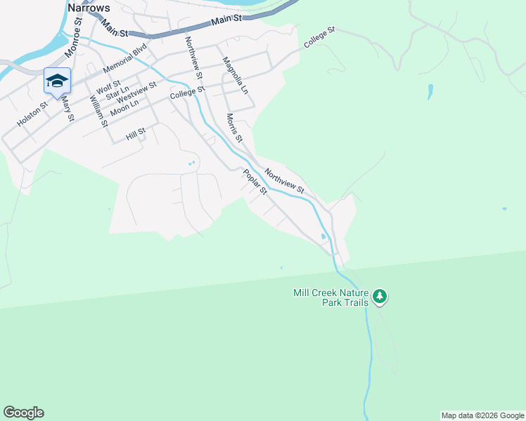 map of restaurants, bars, coffee shops, grocery stores, and more near 119 Payne Drive in Narrows