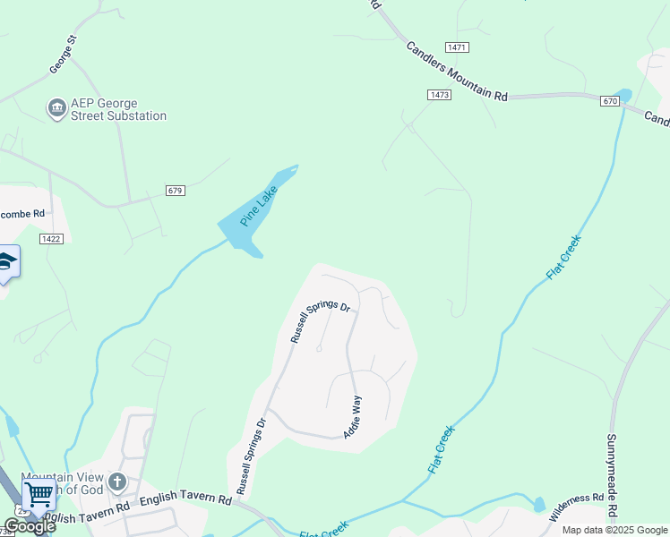 map of restaurants, bars, coffee shops, grocery stores, and more near 629 Addie Way in Lynchburg