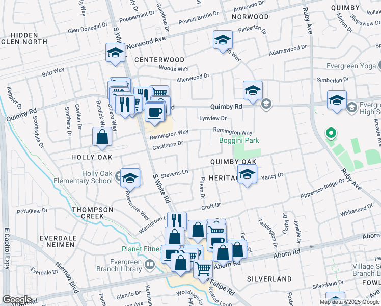 map of restaurants, bars, coffee shops, grocery stores, and more near 2906 Whittington Drive in San Jose