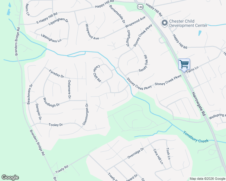 map of restaurants, bars, coffee shops, grocery stores, and more near 14000 Twin Cedars Terrace in Chester