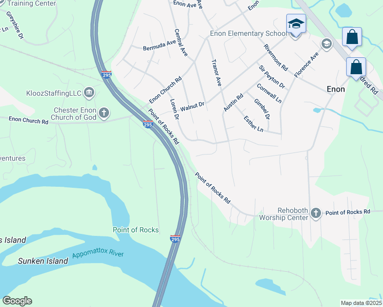map of restaurants, bars, coffee shops, grocery stores, and more near 14936 Blue Rock Drive in Chester