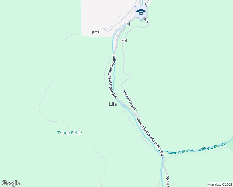 map of restaurants, bars, coffee shops, grocery stores, and more near County Road 8 in McDowell County