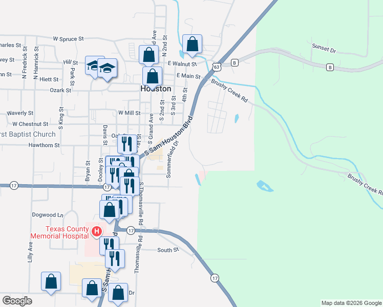 map of restaurants, bars, coffee shops, grocery stores, and more near in Houston