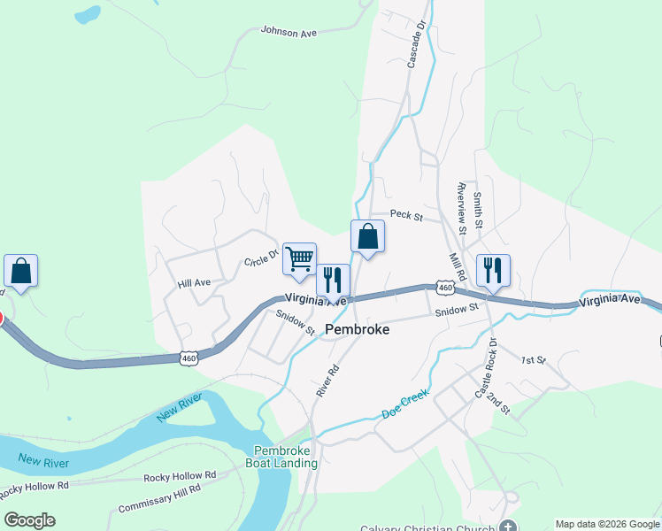 map of restaurants, bars, coffee shops, grocery stores, and more near 299 Hilton Street in Pembroke