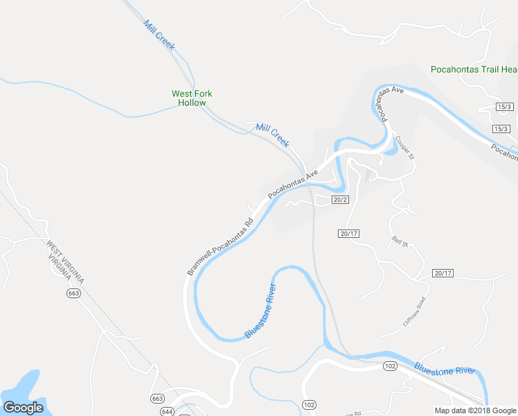 map of restaurants, bars, coffee shops, grocery stores, and more near Bramwell-Pocahontas Avenue in Bramwell