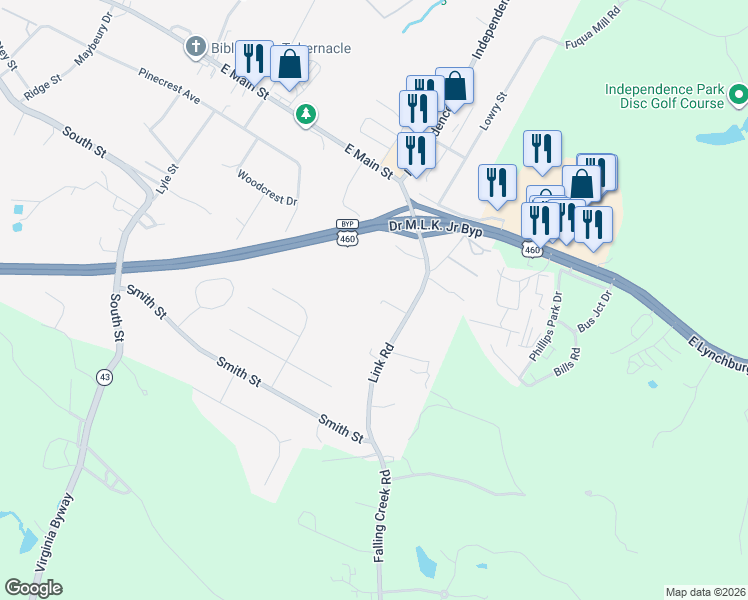 map of restaurants, bars, coffee shops, grocery stores, and more near 1534 Link Road in Bedford