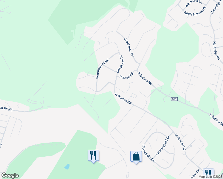 map of restaurants, bars, coffee shops, grocery stores, and more near 2018 Springfield Drive in Roanoke