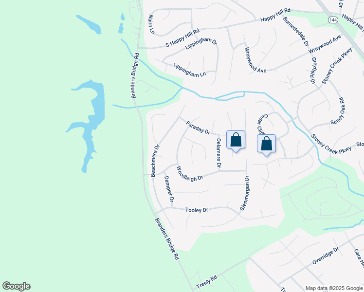 map of restaurants, bars, coffee shops, grocery stores, and more near 14313 Woodleigh Drive in Chester