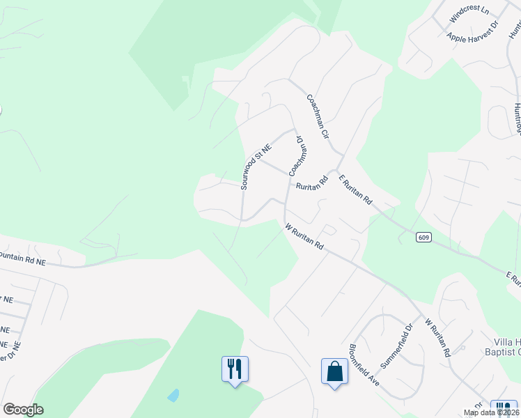 map of restaurants, bars, coffee shops, grocery stores, and more near 2054 Jeana Ln NE in Roanoke