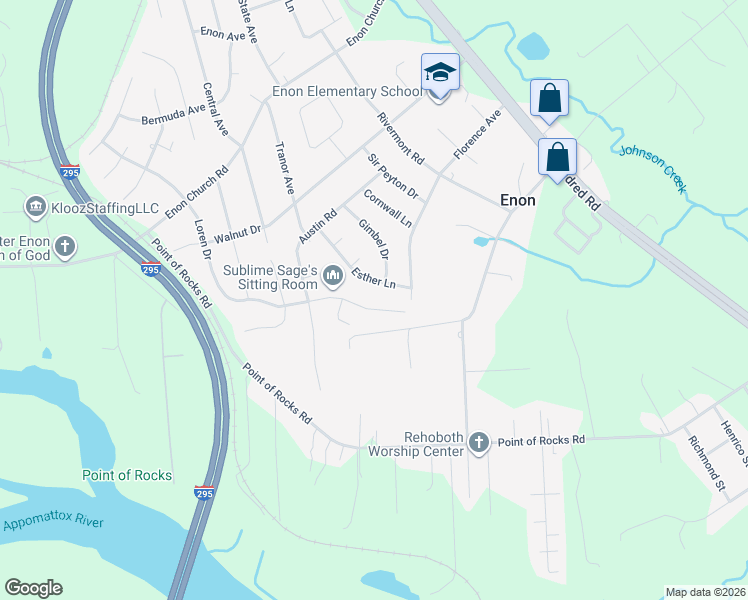 map of restaurants, bars, coffee shops, grocery stores, and more near 14805 Esther Lane in Chester