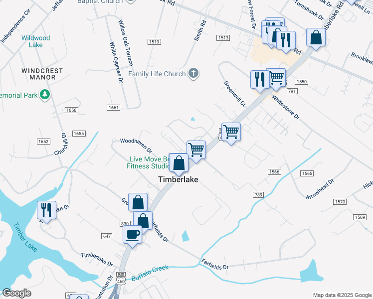 map of restaurants, bars, coffee shops, grocery stores, and more near 6 Logan Lane in Lynchburg